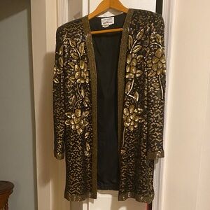 Impressive Gold and Black Sequin Embellished Blazer
